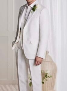 Linen three piece suit in white