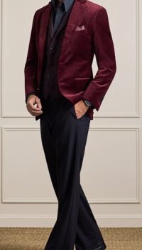 Formal suit and tuxedo burgundy velvet jacket